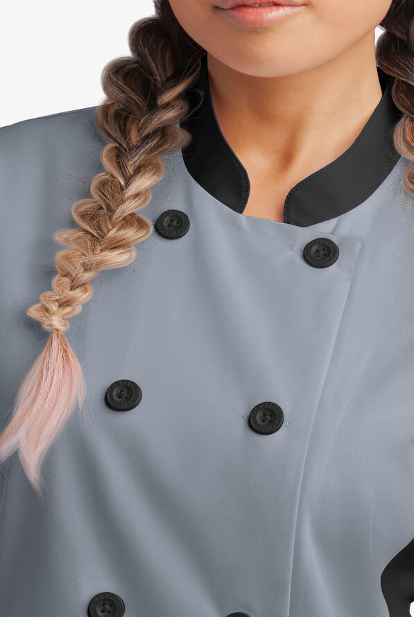 Chaqueta de gastronomía con mangas cortas y paneles de malla para mujer - Light Grey/Black - 2