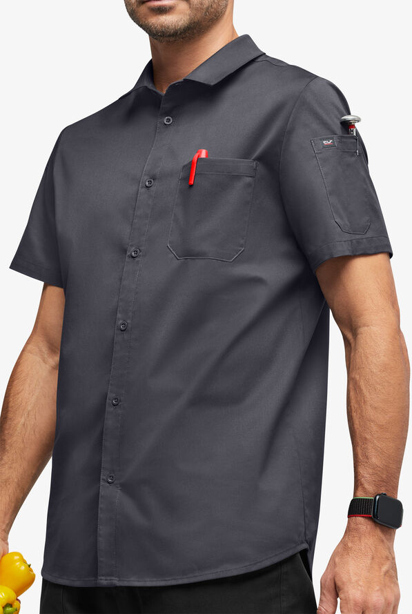 Camisa de chef CHEF 360 Stretch con mangas cortas y 3 bolsillos para hombre - Pewter - 2