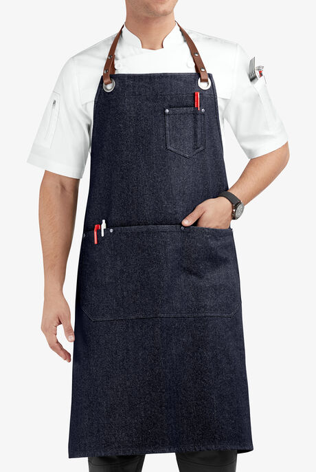 Industry Line Denim Unisex 5-Pocket Bib Chef Apron ChefUniforms