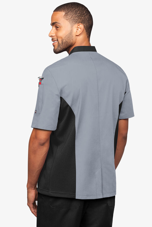 Chaqueta manga corta de gastronomía con 2 bolsillos y paneles de malla para hombre - Light Grey/Black - 2