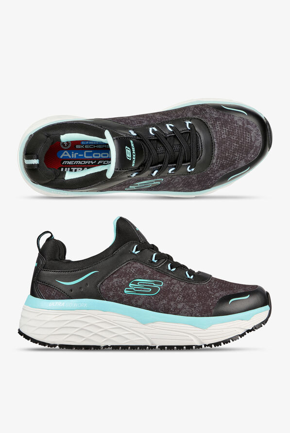 Skechers Work Women's Max Cushioning Elite SR Black/Teal Athletic Slip On Shoes - null - 1