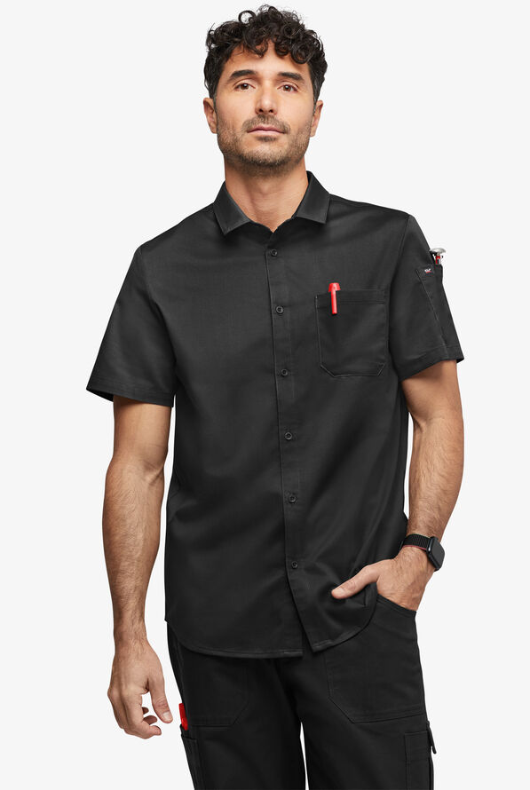 Camisa de chef CHEF 360 Stretch con mangas cortas y 3 bolsillos para hombre - Black - 1
