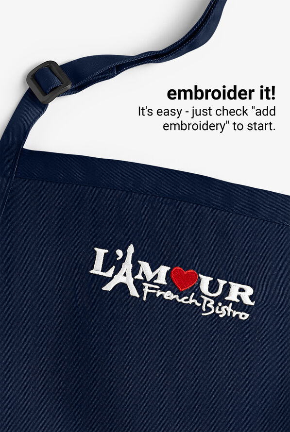Chef Uniforms Unisex 2-Pocket Tuxedo V-Neck Chef Apron - Navy - 2