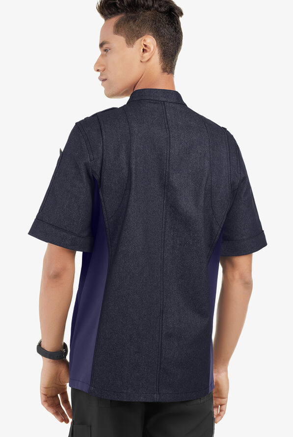 Chaqueta manga corta de gastronomía Industry Line estilo militar con paneles de malla con 1 bolsillo para hombre - Blue Denim/Navy - 2
