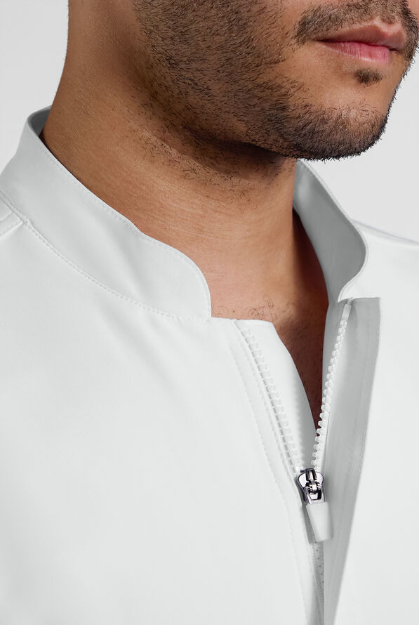 CHEF PERFORMANCE Men's 3-Pocket Zipper Closure STRETCH Chef Coat - White - 3