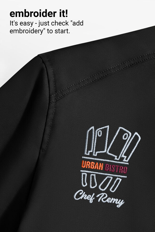 Industry Line Workwear Men's 3-Pocket Asymmetrical Executive Chef Coat - Black/Pewter - 6