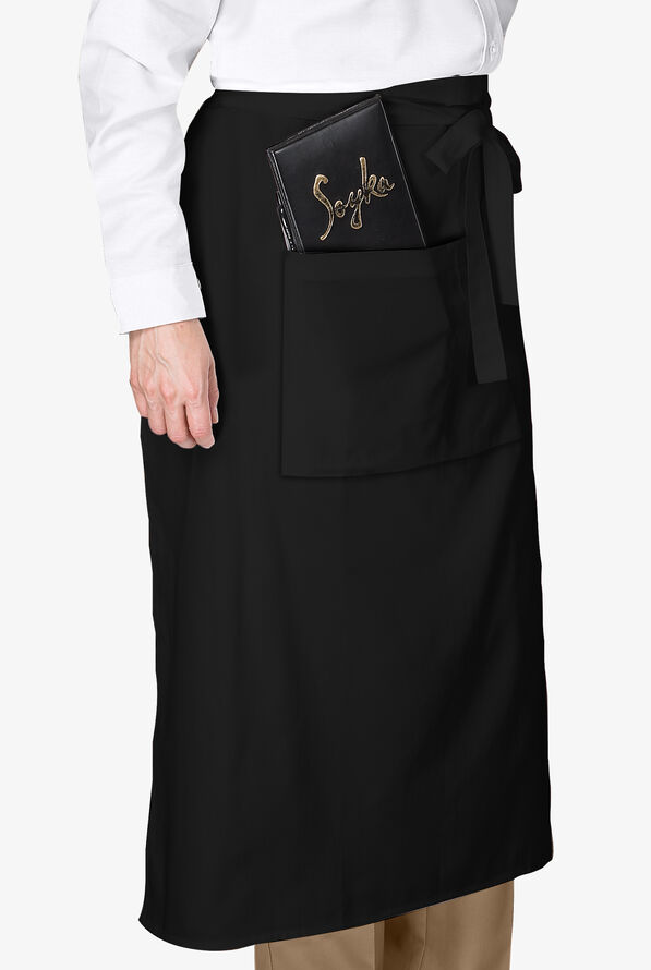 Full Length Unisex 1-Pocket Bistro Chef Apron - Black - 1
