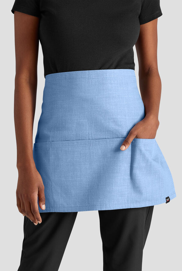 Delantal unisex de chef a la cintura Industry Line de algodón flameado con 3 bolsillos - French Blue - 1