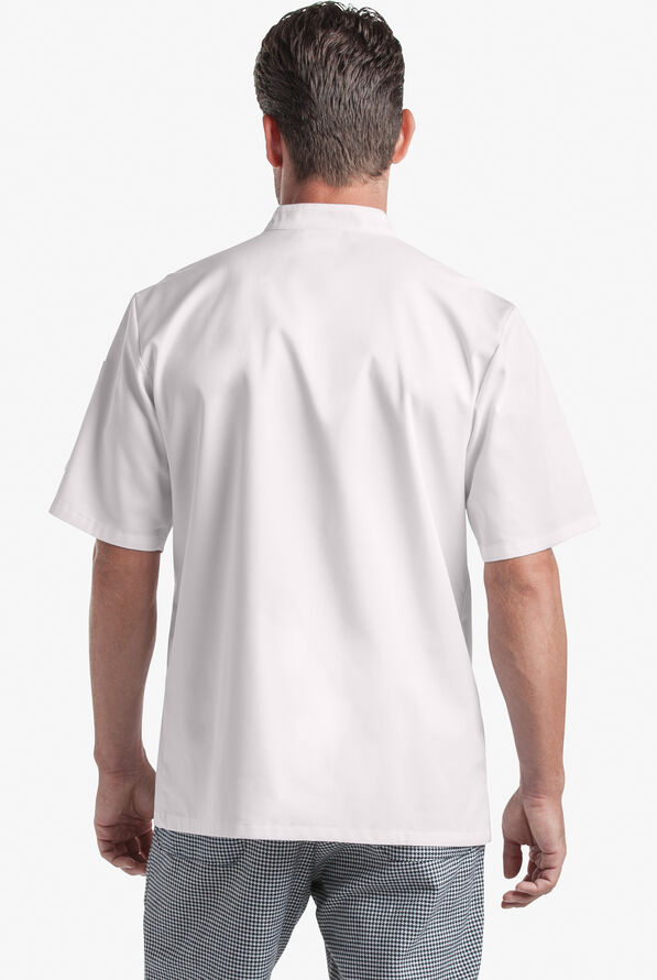 On the Line by ChefUniforms.com Men's 2-Pocket Reversible Double Breasted Short Sleeve Chef Coat - CHALK WHITE - 2