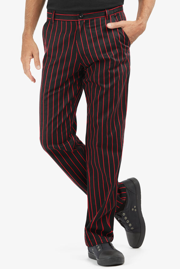 Men's Executive Chalk Stripe Red Chef Pants, Executive Chef Pants