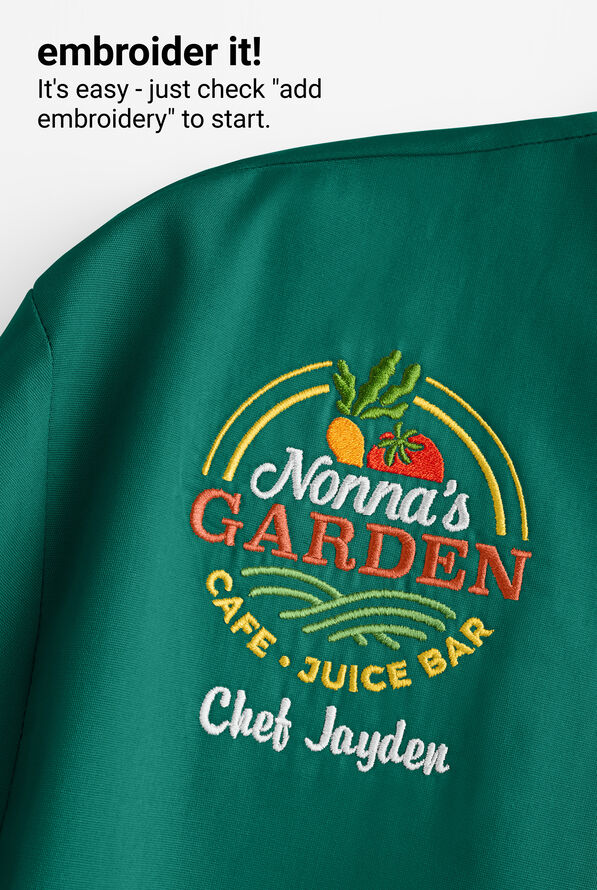 LIGHTWEIGHT Men's Double Breasted w/ Plastic Buttons Chef Coat - Hunter/Black - 5