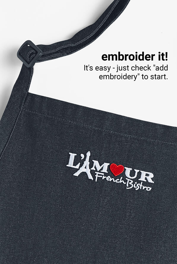 Industry Line Denim Unisex 3-Pocket Bistro Chef Apron - Blue Denim - 4