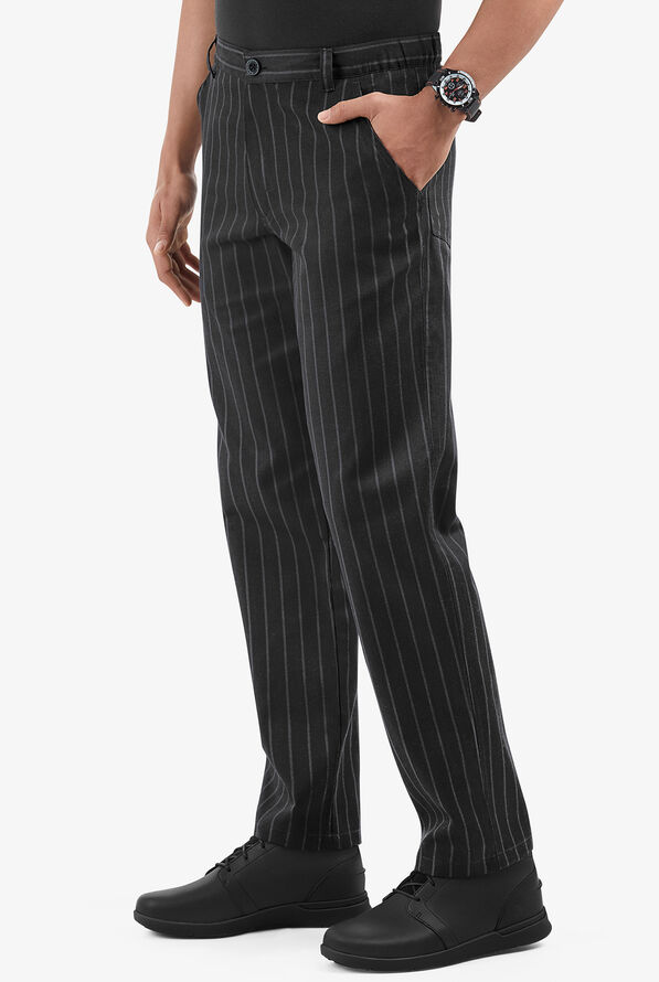 UA CHEF Men's Slim Executive Black Stripe Chef Pants, Men's Chef Pants