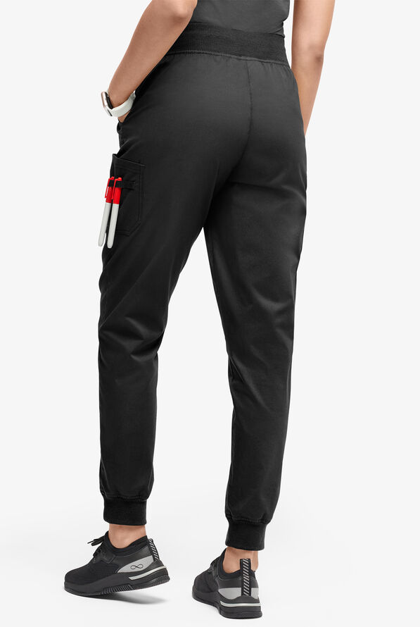 Industry Line Women's 5-Pocket STRETCH Jogger Chef Pants - Black - 3