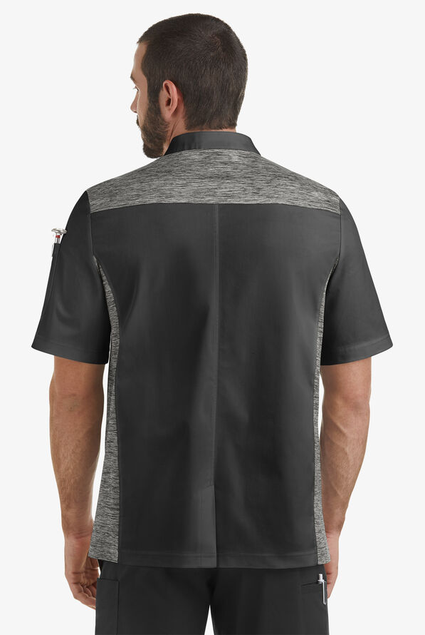 Chaqueta manga corta de gastronomía Chef 360 STRETCH con paneles de tejido y 2 bolsillos para hombre - Black/Charcoal Melange - 2