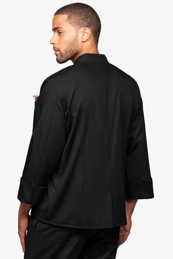 Chaqueta de gastronomía con mangas 3/4 y paneles de malla para hombre - Black - 2