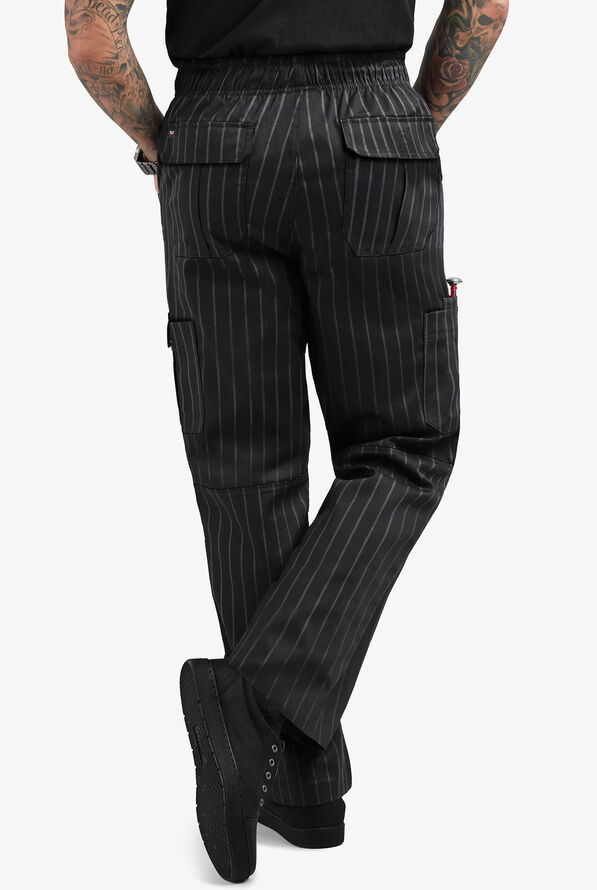 UA CHEF&trade; Black Stripe Men's 7-Pocket Utility Printed Chef Pants - null - 3