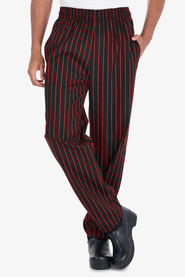 UA CHEF™ Chalk Stripe Red Men's 4-Pocket Baggy Printed Chef Pants - null - 1
