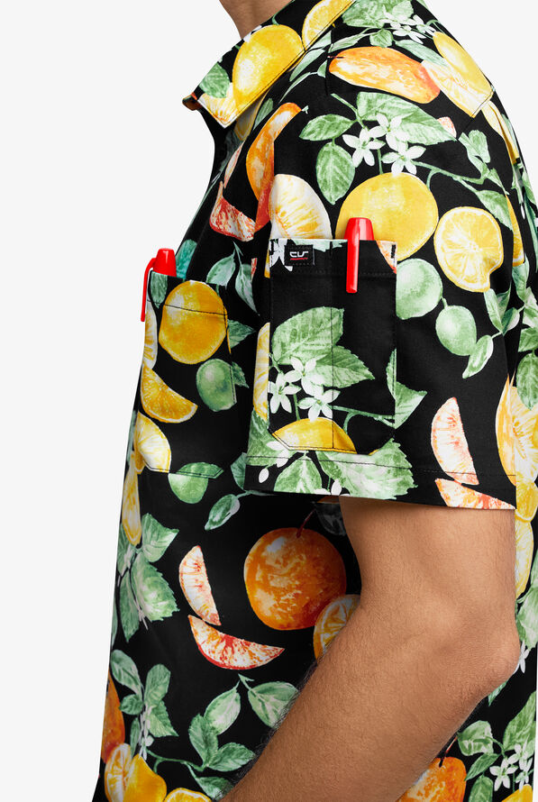 CHEF 360 Men's Short Sleeve Citrus Harvest Print Stretch Shirt - null - 2