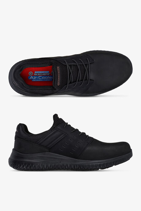 Skechers Work Men's DELSON 3.0 SR Black Bungee Athletic Slip On Shoes