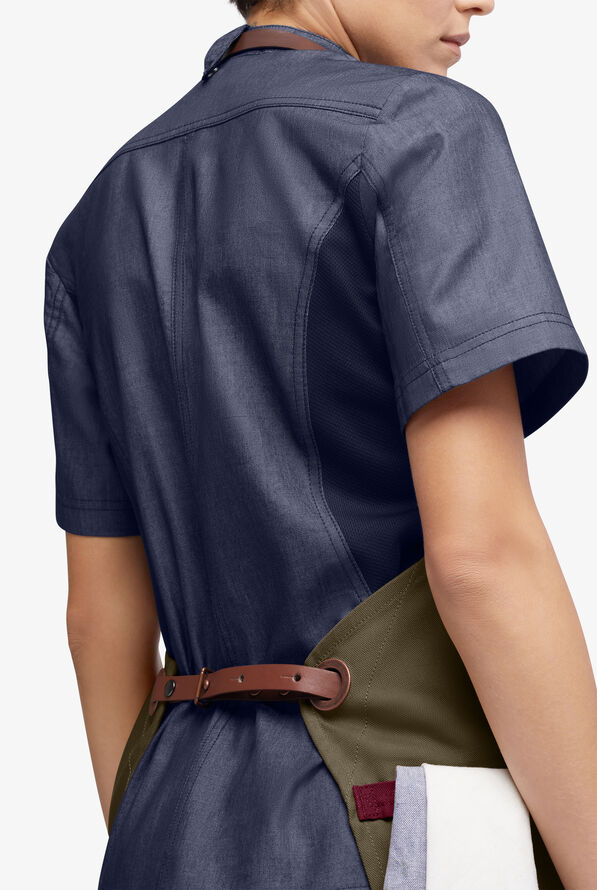 Industry Line Unisex Color Blocked Canvas Chef Apron - Olive/Navy - 2