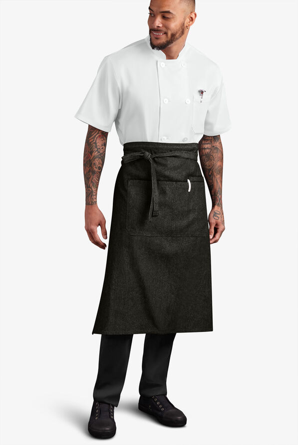 Industry Line Value Denim Unisex 3-Pocket Bistro Chef Apron - Black Denim - 2