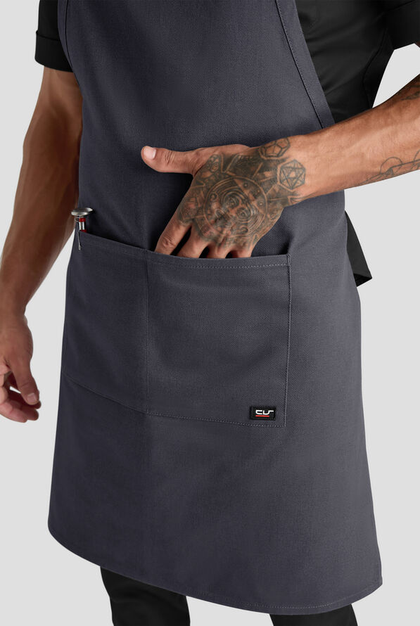 Industry Line Cavalry Twill Unisex Adjustable Bib Apron - Pewter - 3