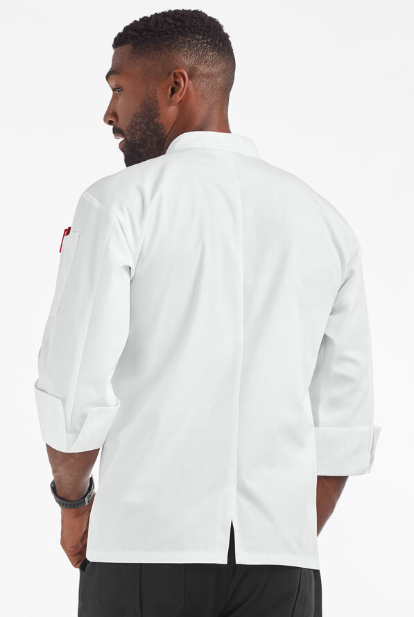 Chaqueta manga 3/4 de gastronomía con 2 bolsillos y botones de plástico para hombre - White - 2