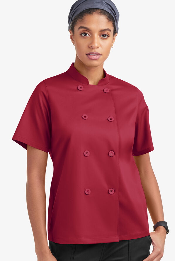 CHEF 360 Women's 1Pocket Short Sleeve Reversible Double Breasted STRETCH Executive Chef Coat