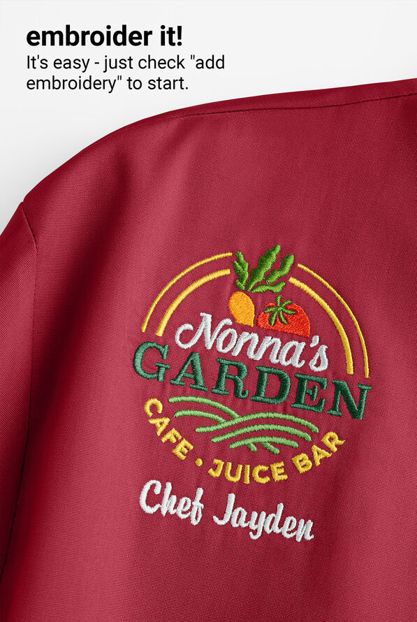 CHEF 360 Men's 2-Pocket Short Sleeve Reversible Double Breasted STRETCH Executive Chef Coat - Ruby - 4