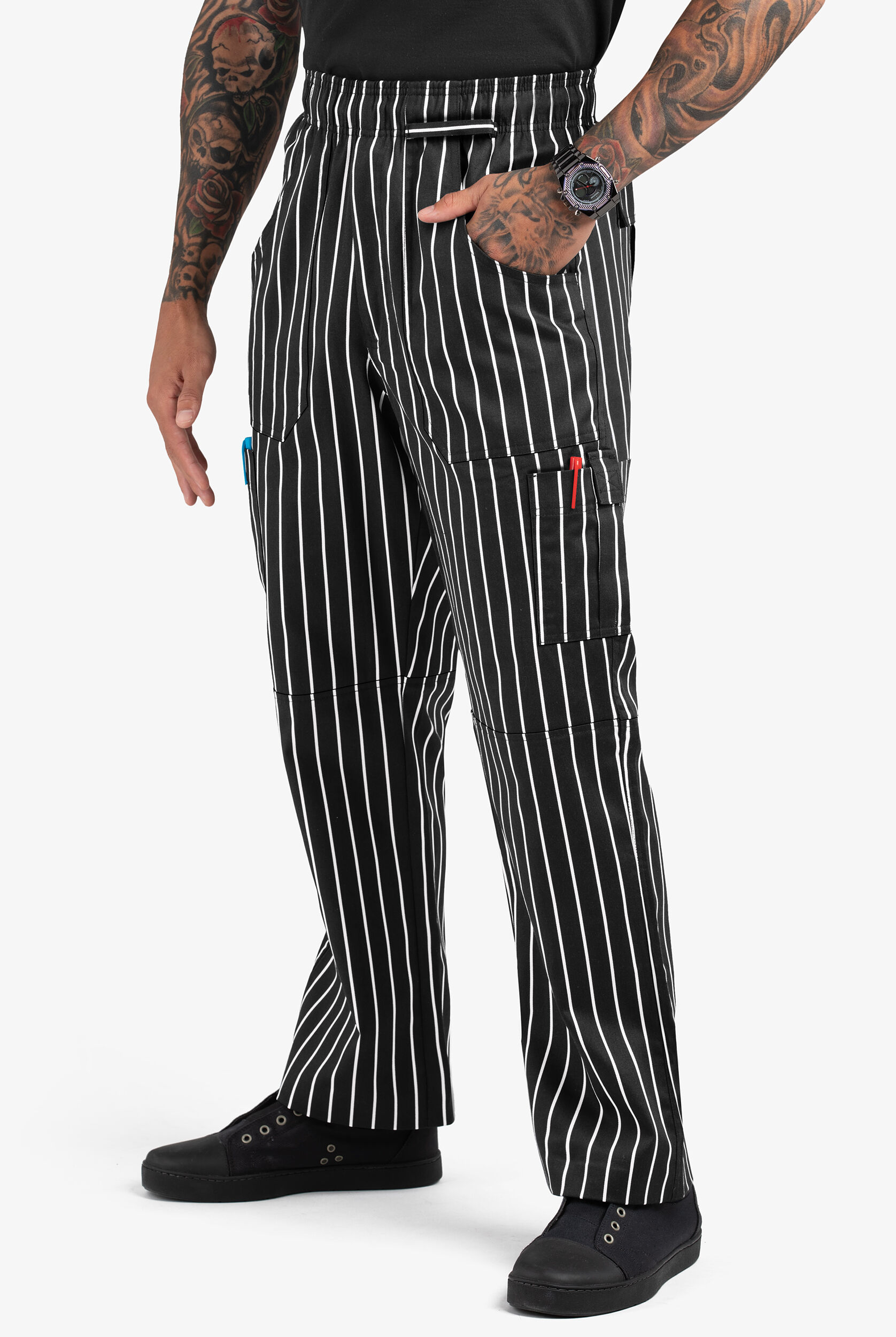pinstripe chef pants