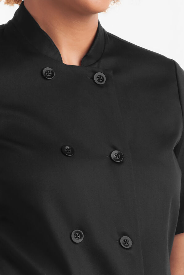 On the Line Women's 1-Pocket Reversible Double Breasted Closure Short Sleeve Chef Coat - Black - 3