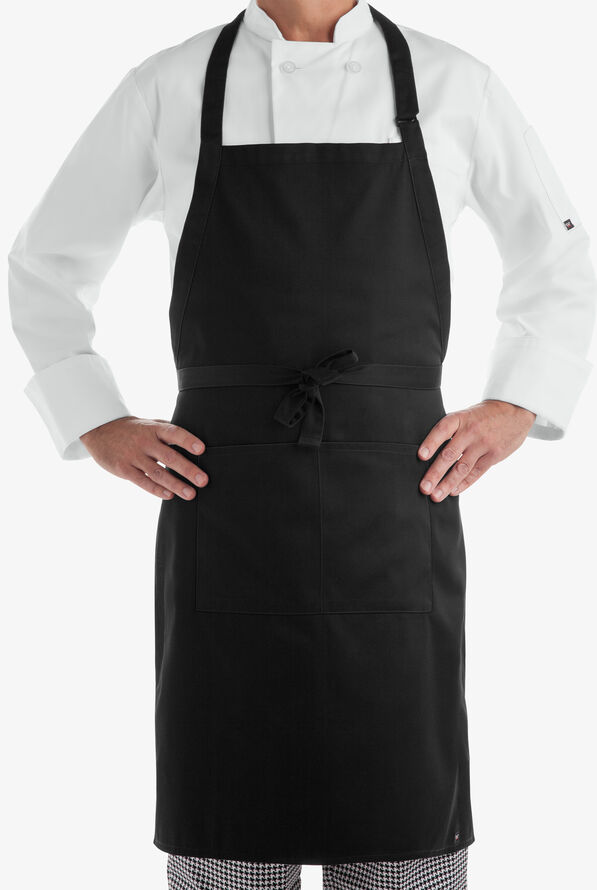 On The Line Chef Unisex 2-Pocket Adjustable Bib Chef Apron - Black - 1