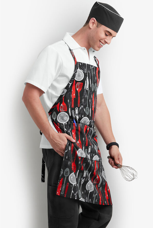 UA CHEF™ Essentials Unisex 2-Pocket Adjustable Black Bib Chef Apron - null - 2