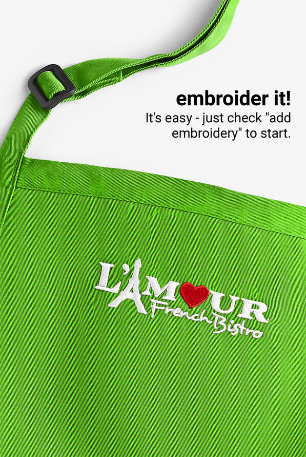 Chef Uniforms Unisex 2-Pocket Full Length Butcher Bib Apron - Apple Green - 2
