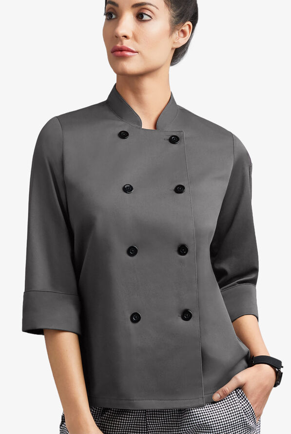 Chaqueta mangas 3/4 de gastronomía On The Line con doble abotonadura reversible y 1 bolsillo para mujer - Pebble Grey - 1