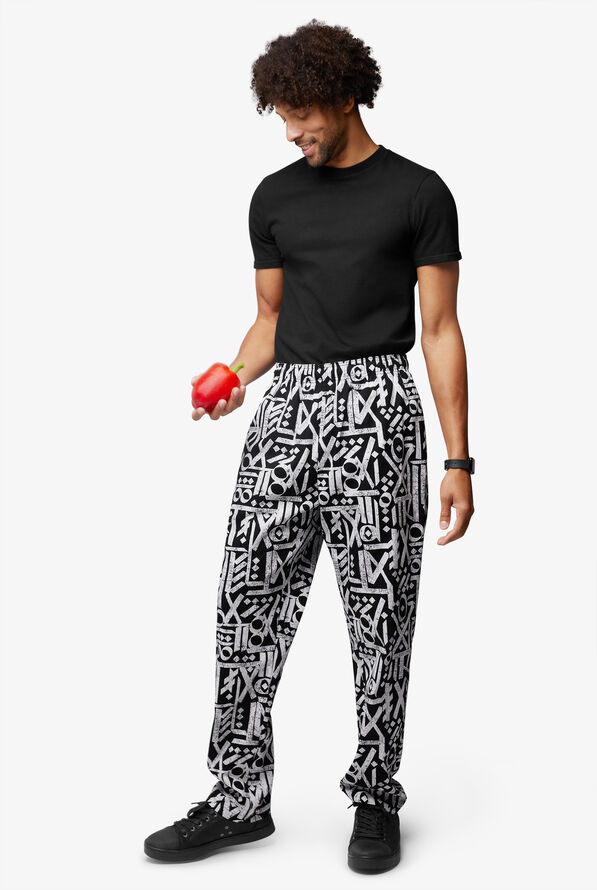 Pantalón estampado de chef UA CHEF™ Cali Graffiti Black de corte holgado con 4 bolsillos para hombre - null - 4