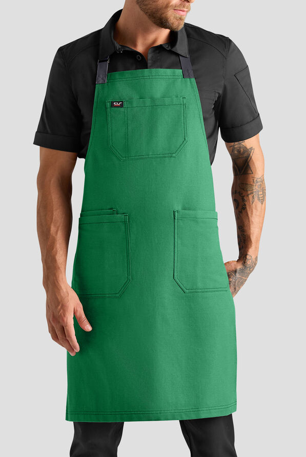 Delantal unisex de chef Industry Line con correas en contraste y pechera - Pistachio Green / Pewter - 1
