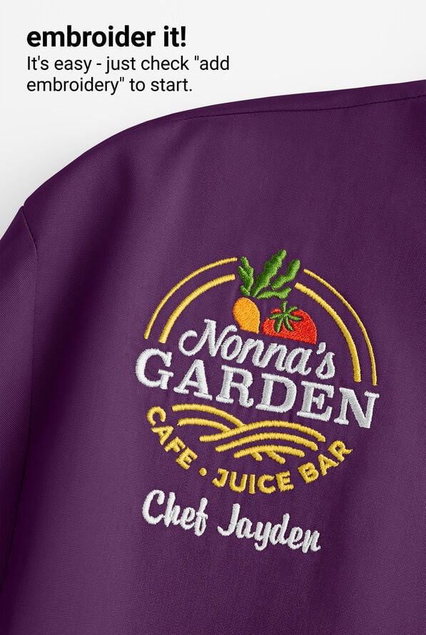 Chef Uniforms Men's Short Sleeve Knotted Cloth Buttons Chef Coat - Eggplant - 3