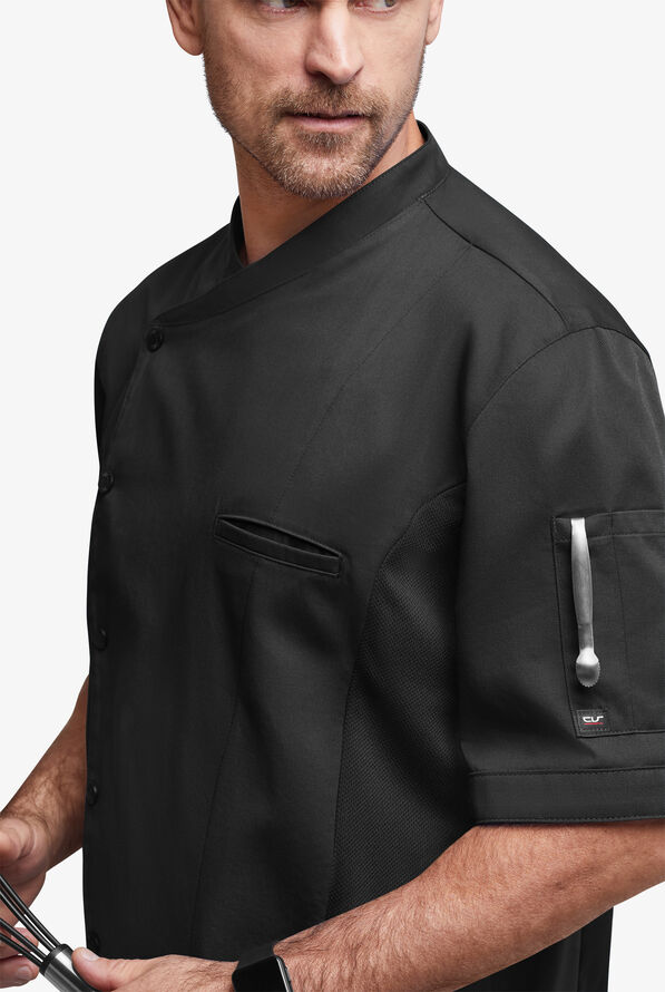 64717 Chef Short Sleeve Coat with Mesh Side Panels, Chef Short Sleeve
