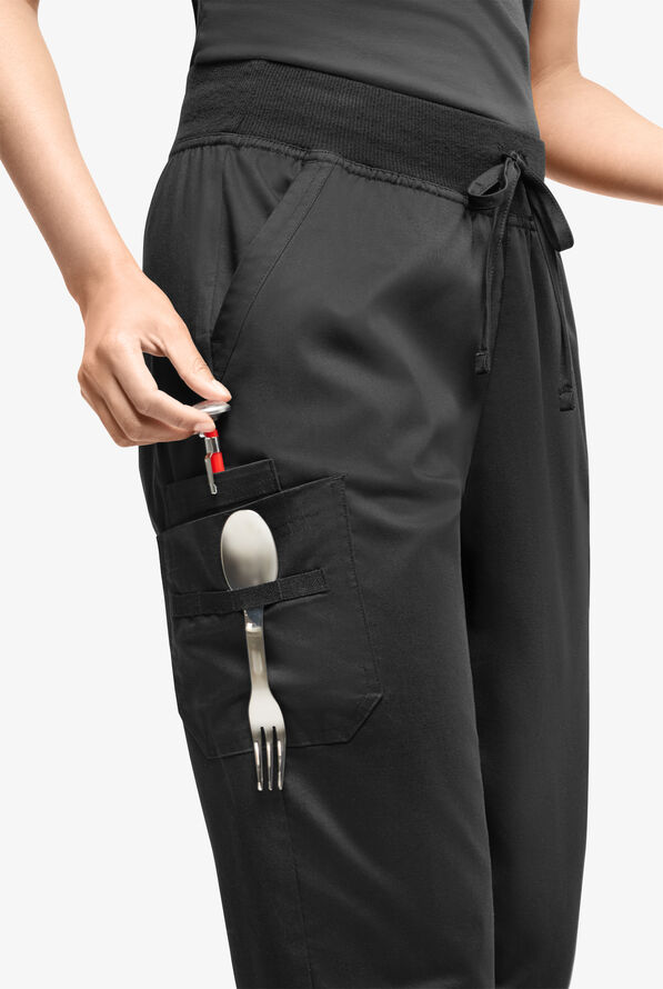 Pantalón de gastronomía Industry Line STRETCH estilo jogger con 5 bolsillos para mujer - Black - 2