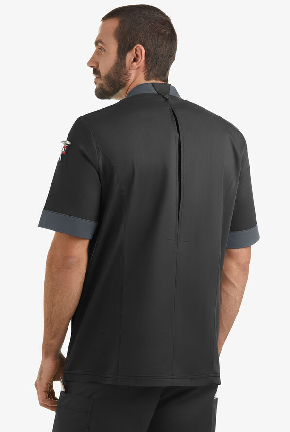 Chaqueta manga corta de gastronomía CHEF 360 STRETCH con paneles de malla y 3 bolsillos para hombre - Black/Pewter - 2