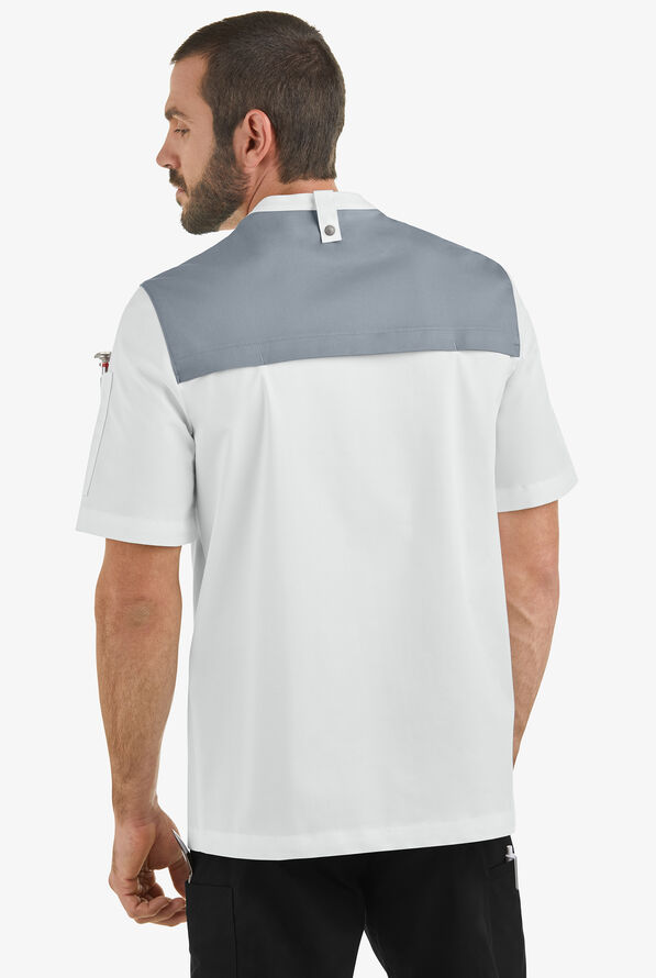 Chaqueta manga corta de gastronomía CHEF 360 STRETCH con cremallera y canesú de malla para hombre - White/Silver - 2