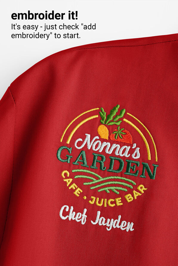 LIGHTWEIGHT Versa  Women's 1-Pocket Button Front Closure Short Sleeve Kitchen Shirt - Red/Black - 5