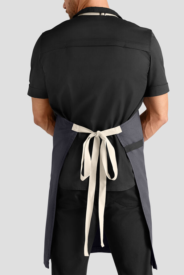 Industry Line Unisex Contrast Strap Bib Chef Apron - Pewter / Black / Natural - 4
