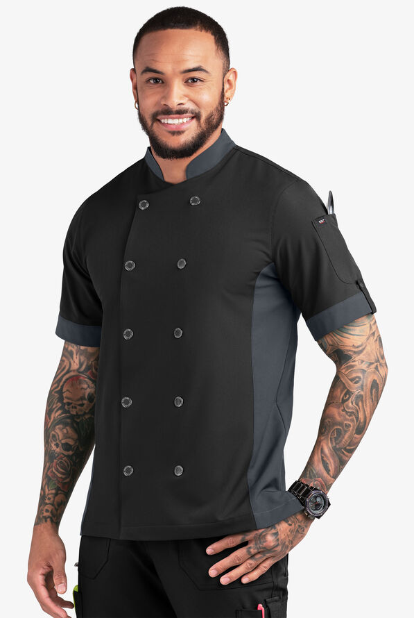 Chaqueta manga corta de gastronomía CHEF PERFORMANCE STRETCH con ventilación de malla y 1 bolsillo para hombre - Black/Pewter - 1