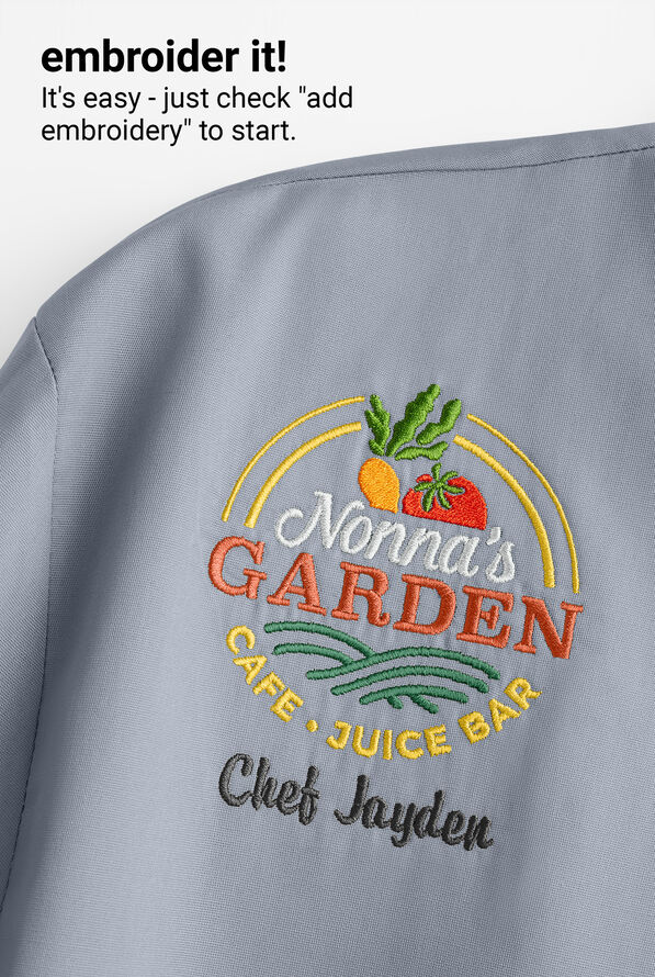 Chef Uniforms Men's 2-Pocket Short Sleeve Snap Closure with MESH Back Panels Executive Chef Coat - Light Grey/Black/Granite - 5