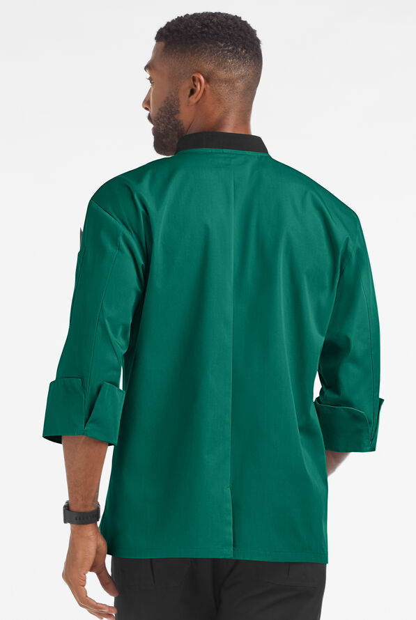 Chaqueta manga 3/4 de gastronomía con 2 bolsillos y botones de plástico para hombre - Hunter/Black - 2