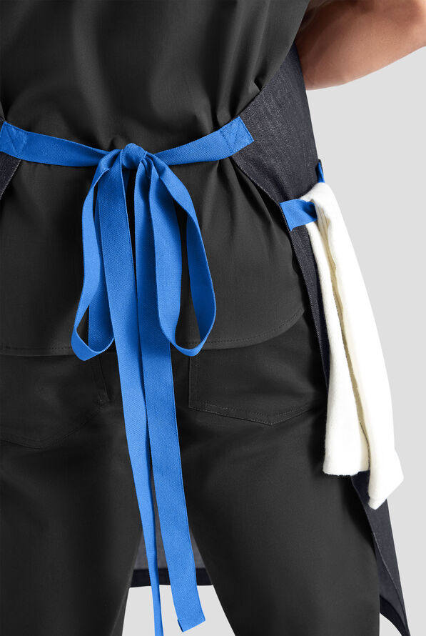 Delantal unisex de chef Industry Line con correas en contraste y pechera - Deep Indigo / Royal - 2