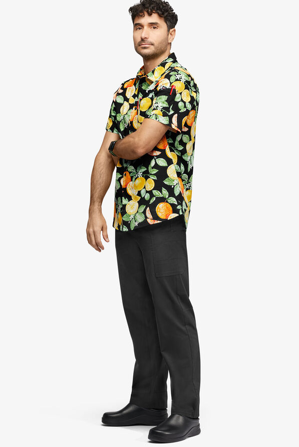 CHEF 360 Men's Short Sleeve Citrus Harvest Print Stretch Shirt - null - 4